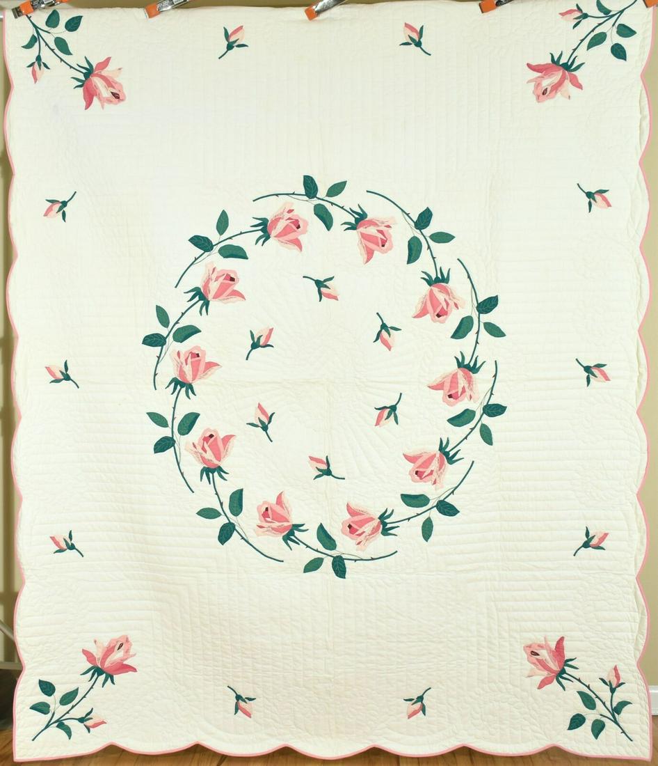 40's Swirling Rose Applique Quilt (1 of 12)