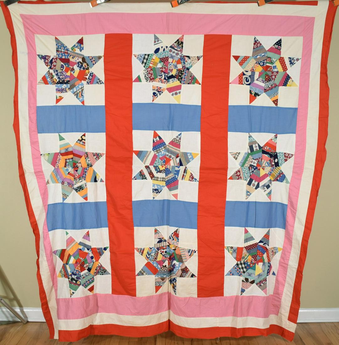 Large 30's String Star Quilt Top (1 of 6)