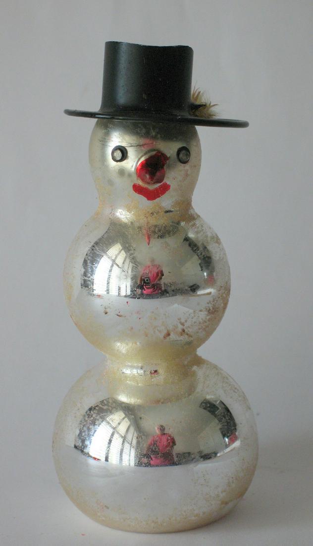 Vintage glass snowman Christmas tree decoration. (1 of 2)
