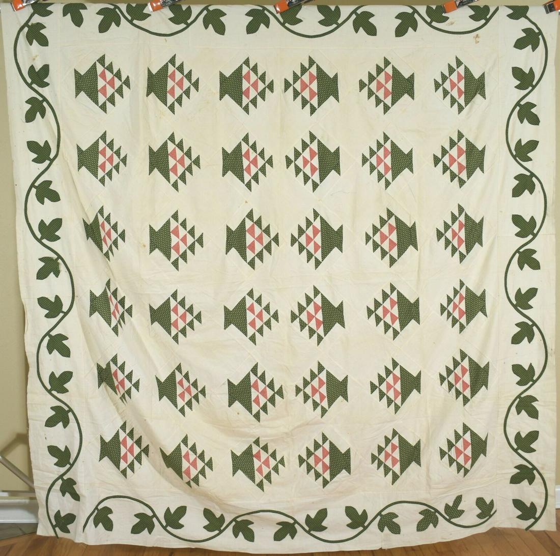 1870's Baskets Quilt Top, Vine Border (1 of 12)