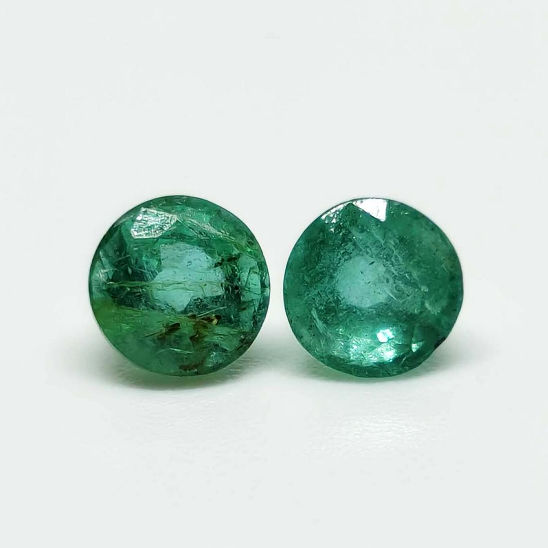 1.40 ct Natural Zambian Emerald Round Pair (1 of 2)