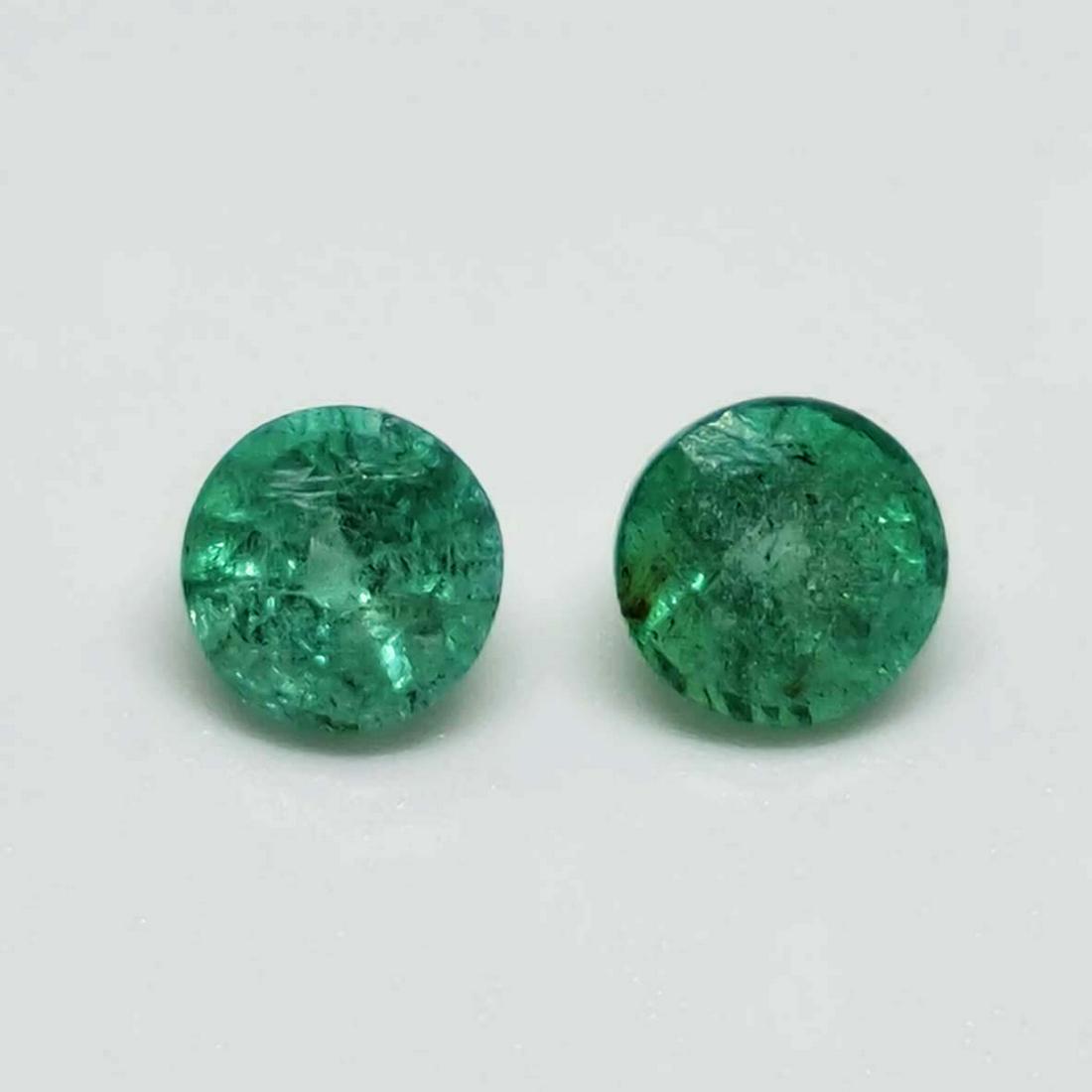 1.35 ct Natural Zambian Emerald Round Pair (1 of 2)