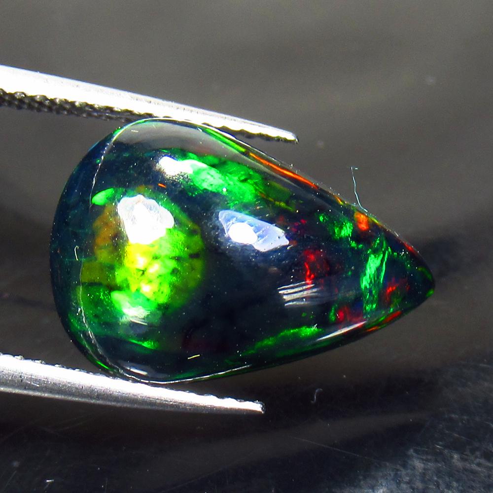5.27 Ct Natural Ethiopian Black Fire Opal Pear Cab (1 of 3)
