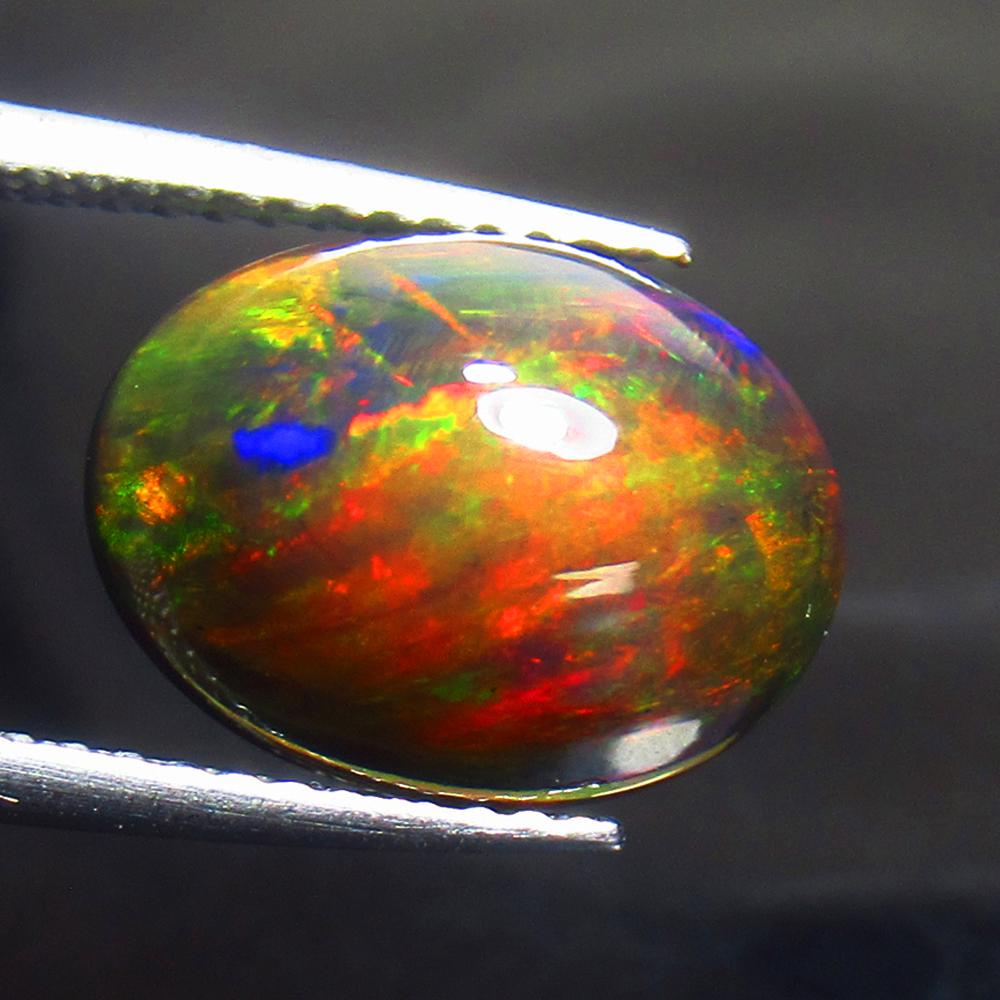 2.65 Ct Natural Ethiopian Black Fire Opal Oval Cab (1 of 2)