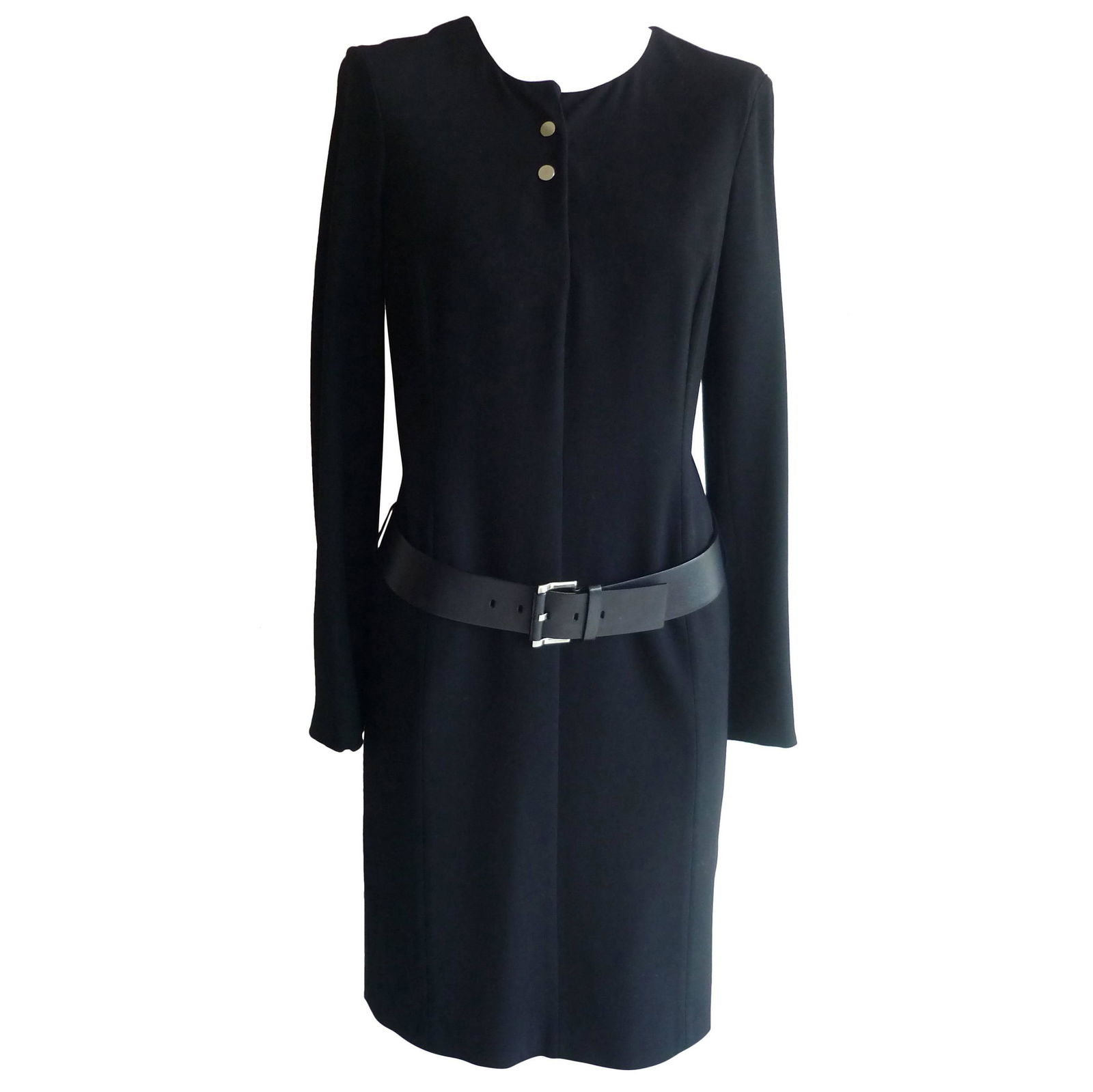 Jil Sander Black Virgin Wool Drop Waist Dress (1 of 7)