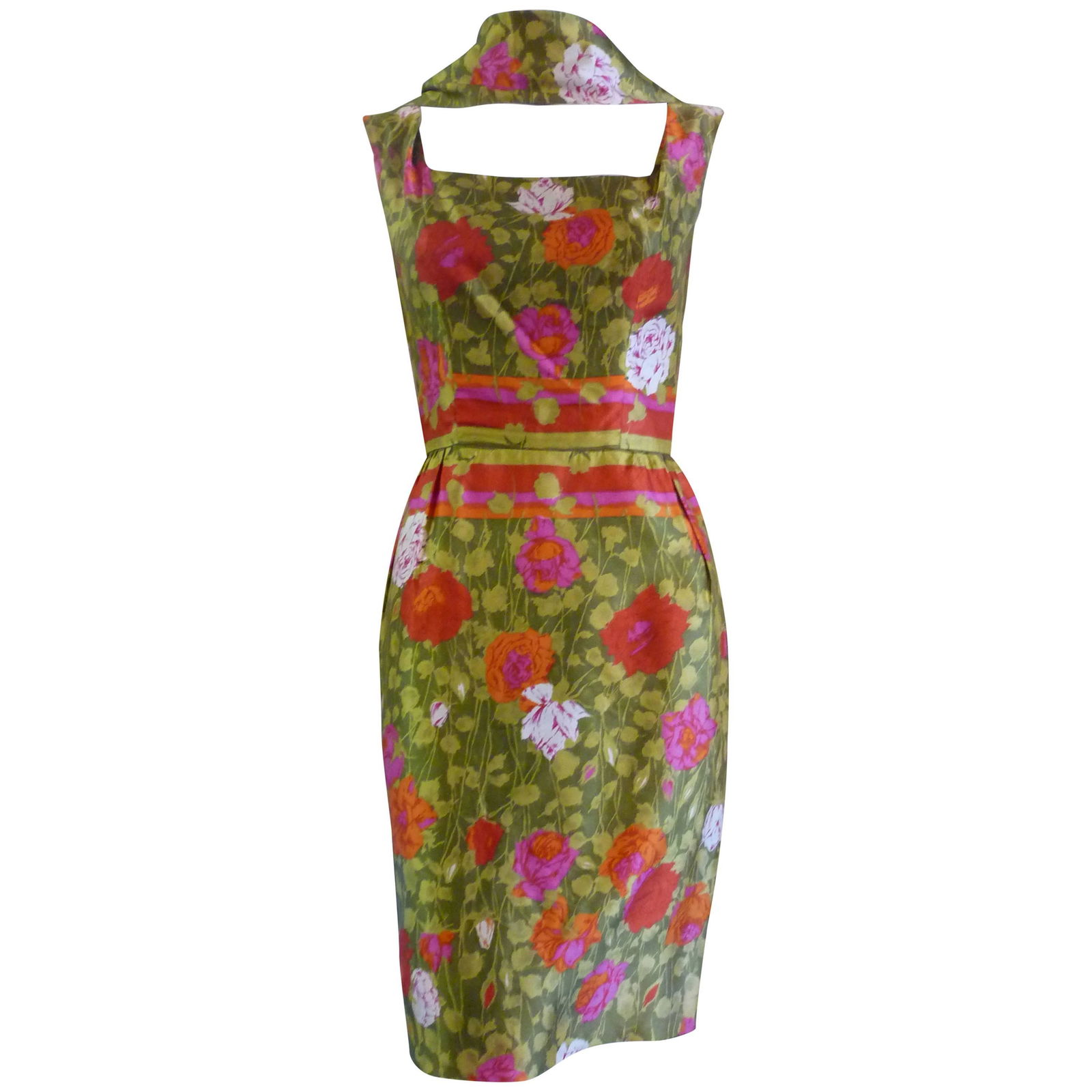 1960s US Designer Jeannette Alexander Silk Dress with (1 of 9)