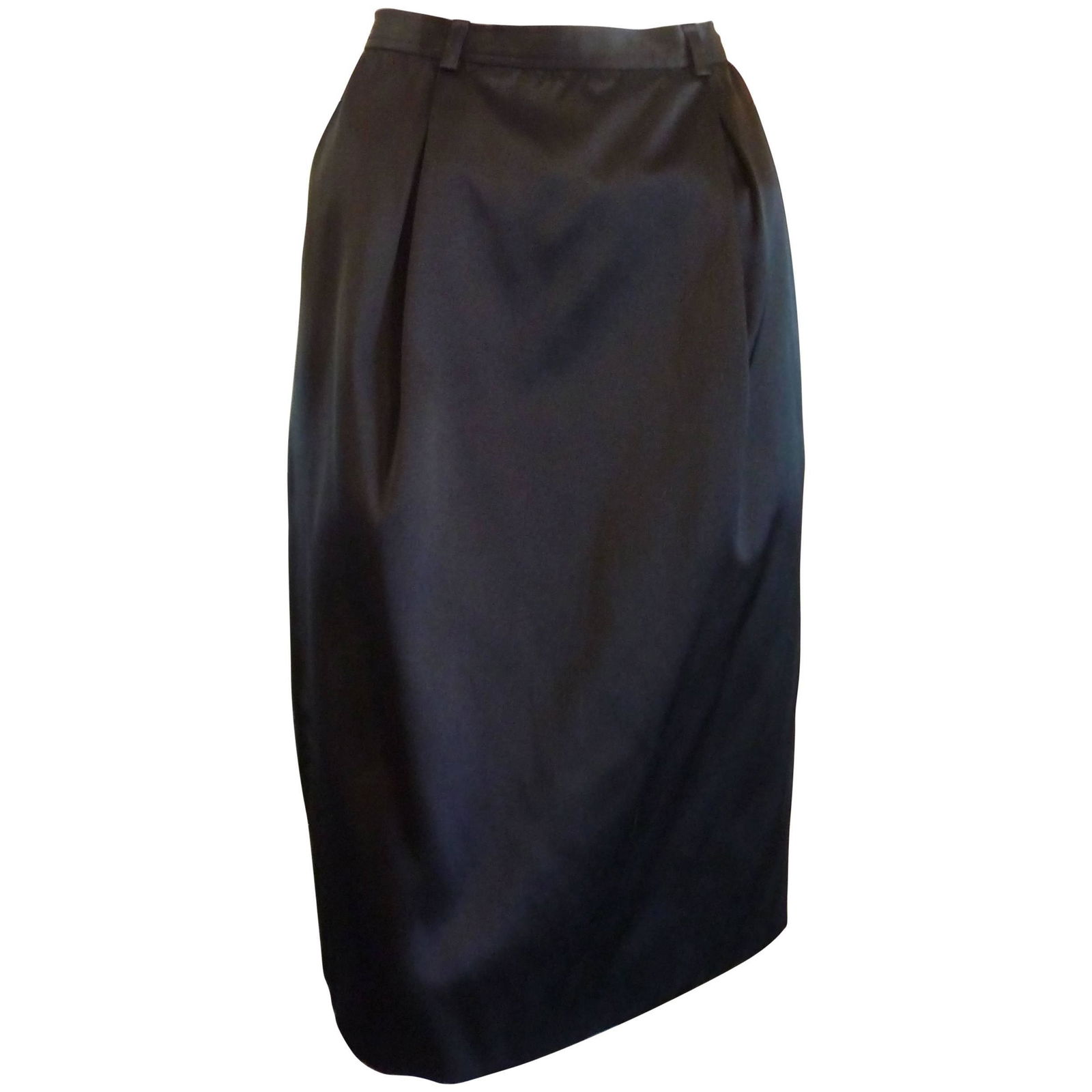 1980s Yves Saint Laurent RG Black Peau de Soie Skirt (1 of 5)