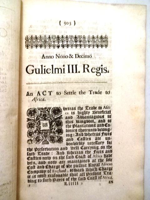 1698 English Act Trade with Africa Colonies (1 of 5)