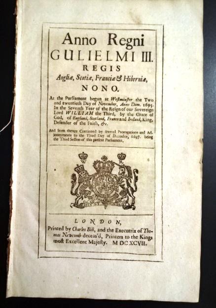 1697 English Act Oaths Taken Bank of England (1 of 2)