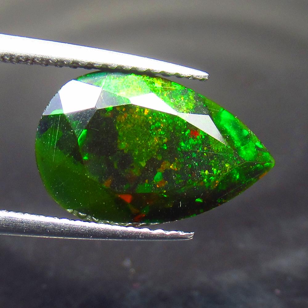 3.48 Ctw Natural Ethiopian Black Fire Opal Pear Cut (1 of 3)