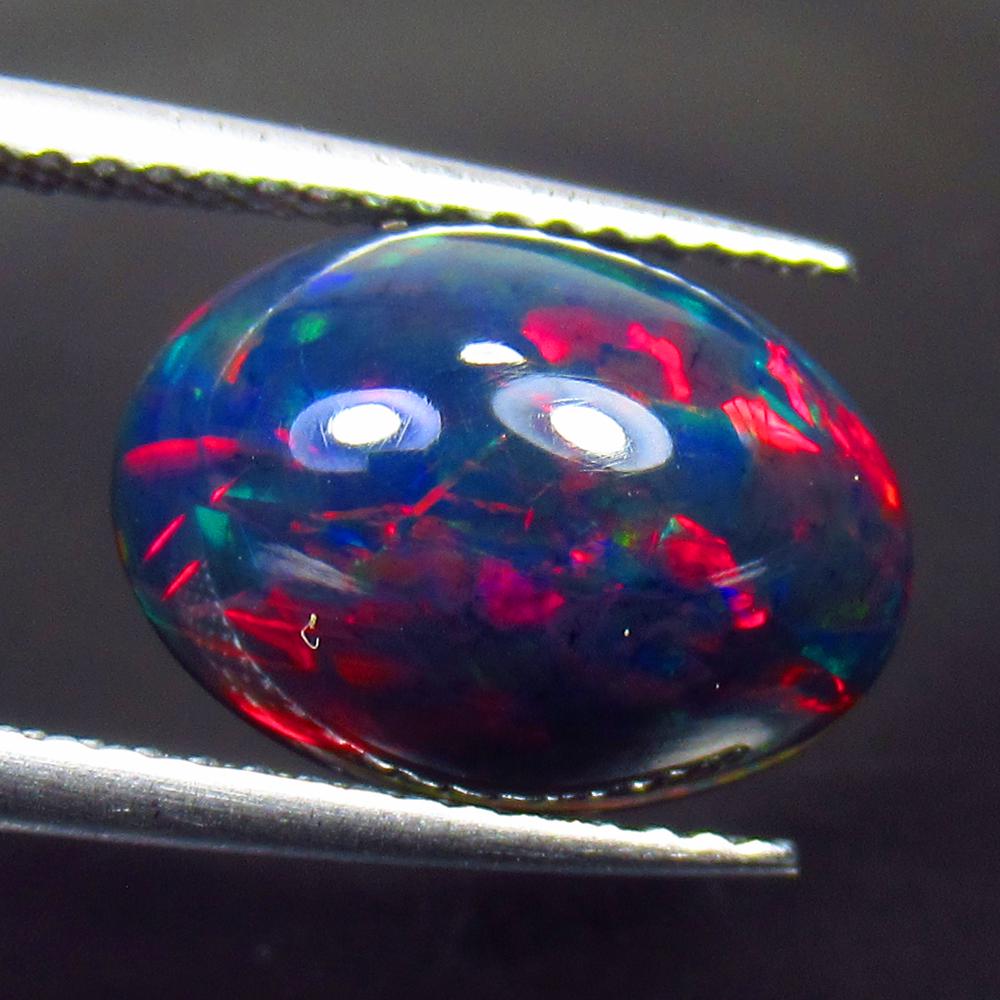 2.84 Ct Natural Ethiopian Black Fire Opal Oval Cab (1 of 3)