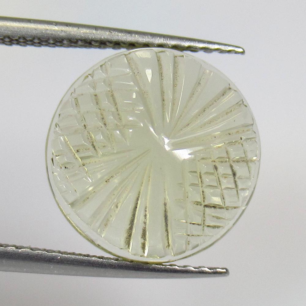 5.65 Ct Natural Lemon Quartz Fancy Carving: No Reserve! Title: 5.65 Ct Natural Lemon Quartz Fancy Carving Stone Clarity: VVS Gemstones: Natural Lemon Quartz Carat Weights: 5.65 Size/Dimensions: 13.80 x 13.80 x 5.60 mm Additional Information: To