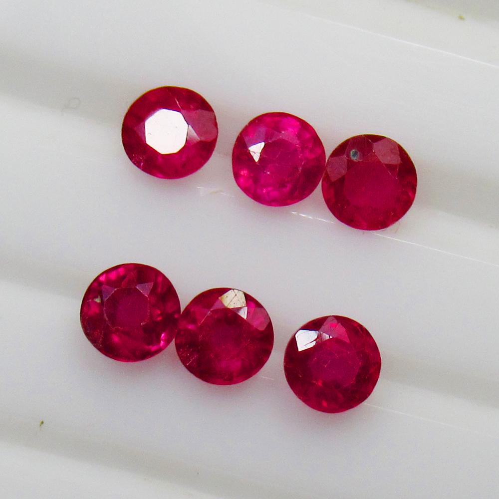 1.98 Ct Natural 6 Mozambique Red Ruby Set (1 of 3)