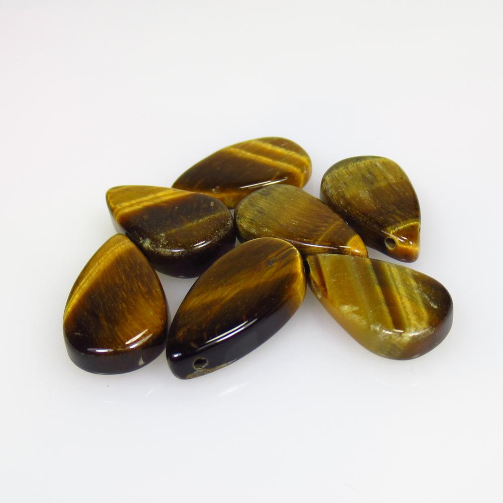 21.55 Ct Natural 7 Drilled Tiger's Eye Pear Beads (1 of 2)