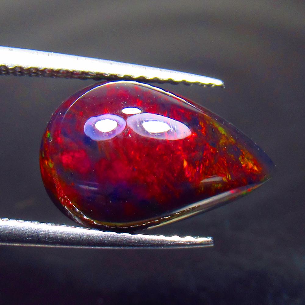 3.12 Ct Natural Ethiopian Black Fire Opal Pear Cab (1 of 2)