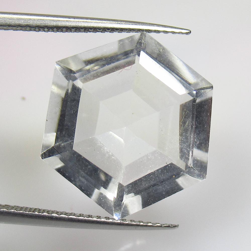 15.37 Ct Natural White Topaz Hexagonal Cut (1 of 2)