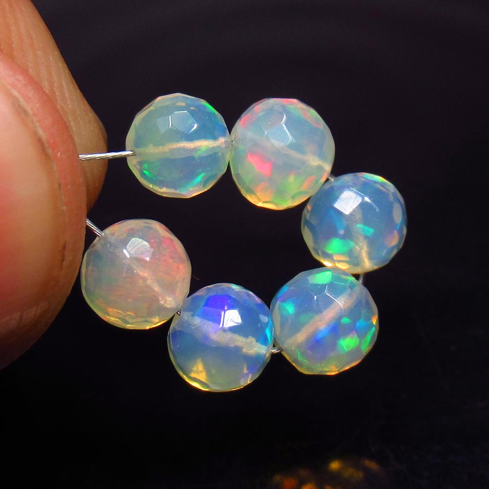 4.18 Ct Natural 6 Multi-Color Fire Opal Ball Beads (1 of 2)