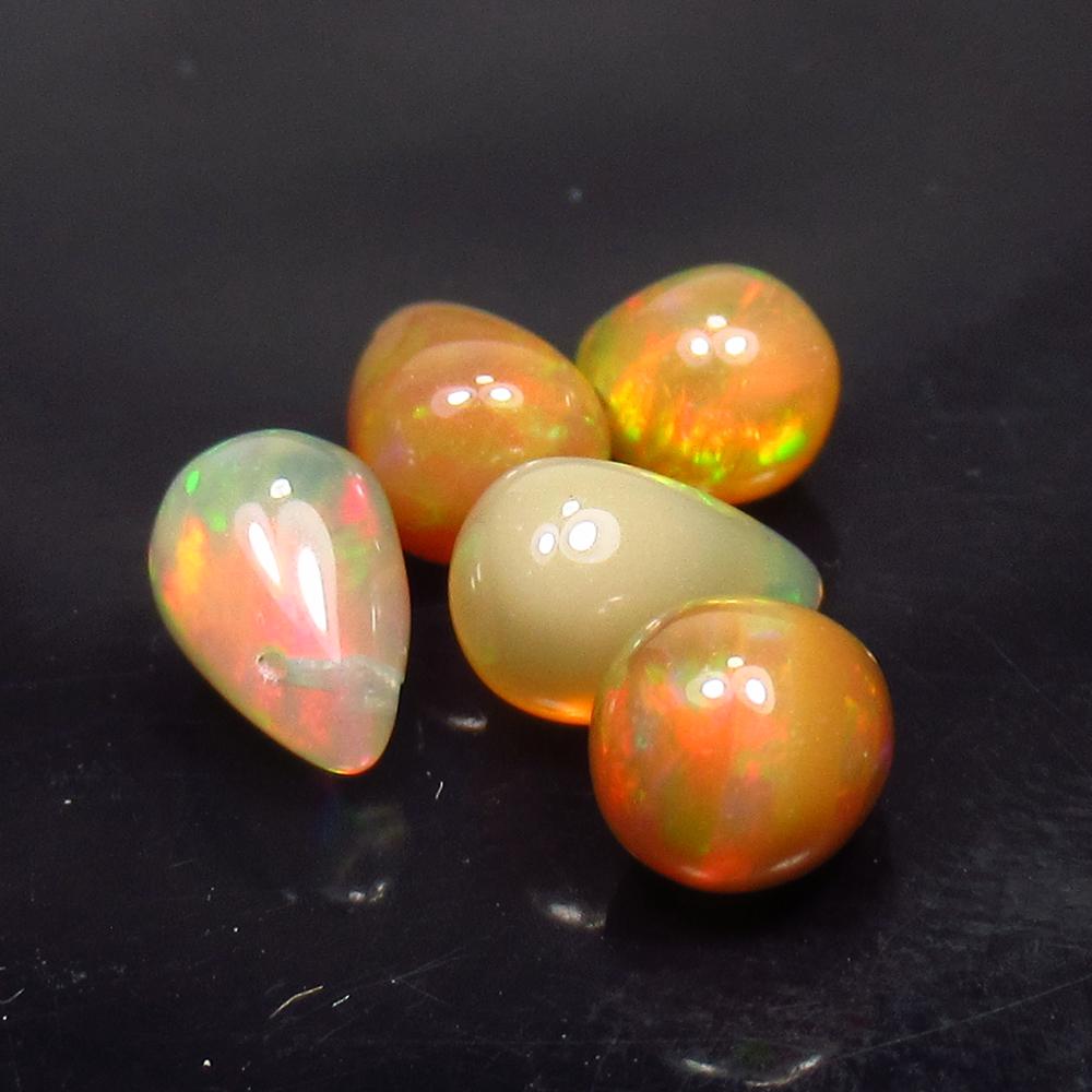4.35 Ct Natural 5 Drilled Multi-Color Fire Pear Opal (1 of 2)