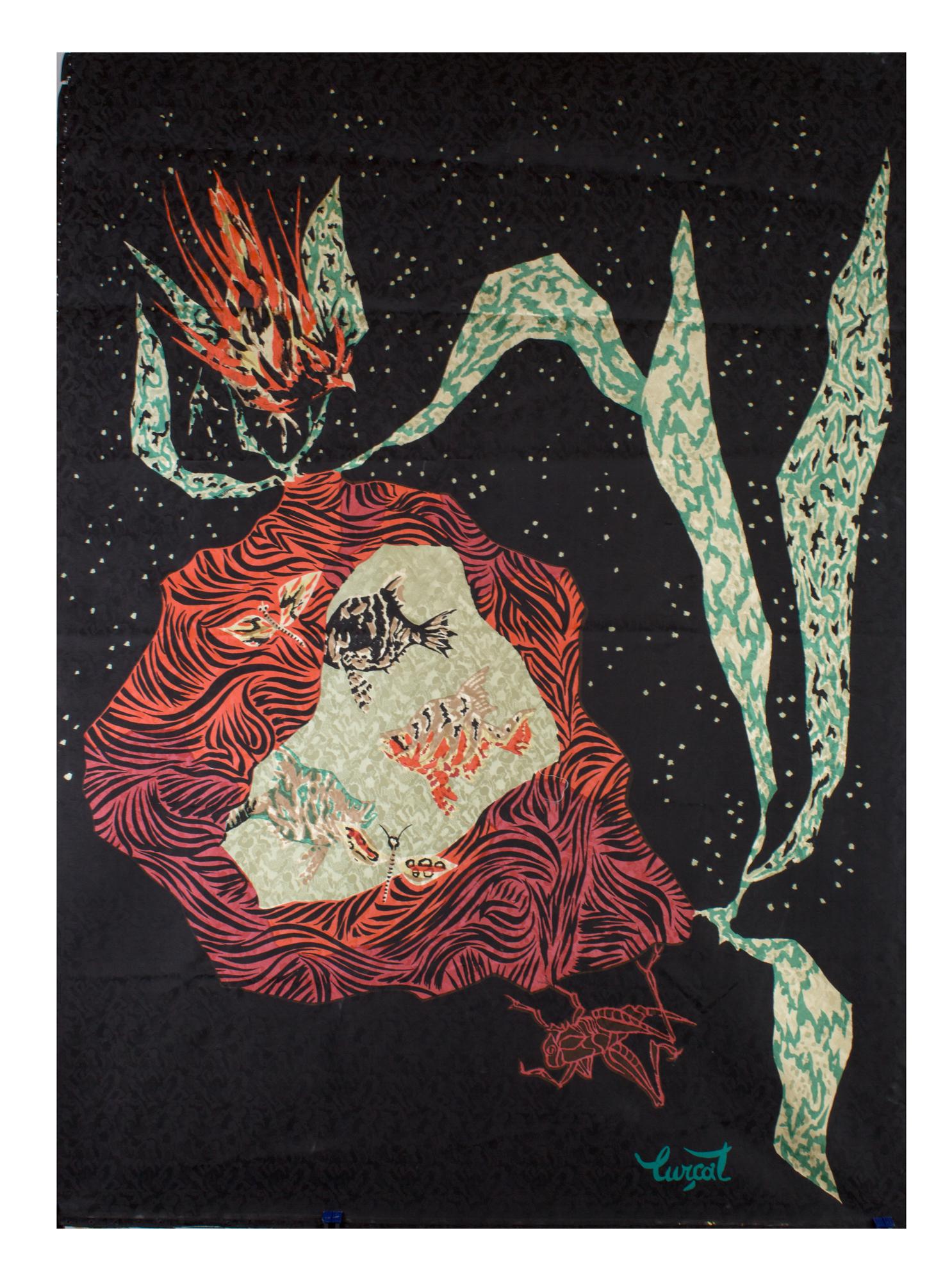 FRENCH silkscreen TAPESTRY JEAN Lurcat MODERNIST (1 of 7)