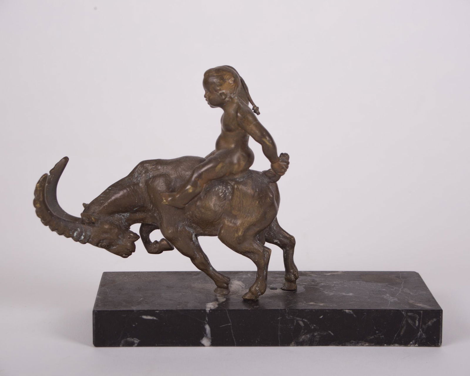 Austrian Vienna bronze Ram Statuette riding putty (1 of 4)