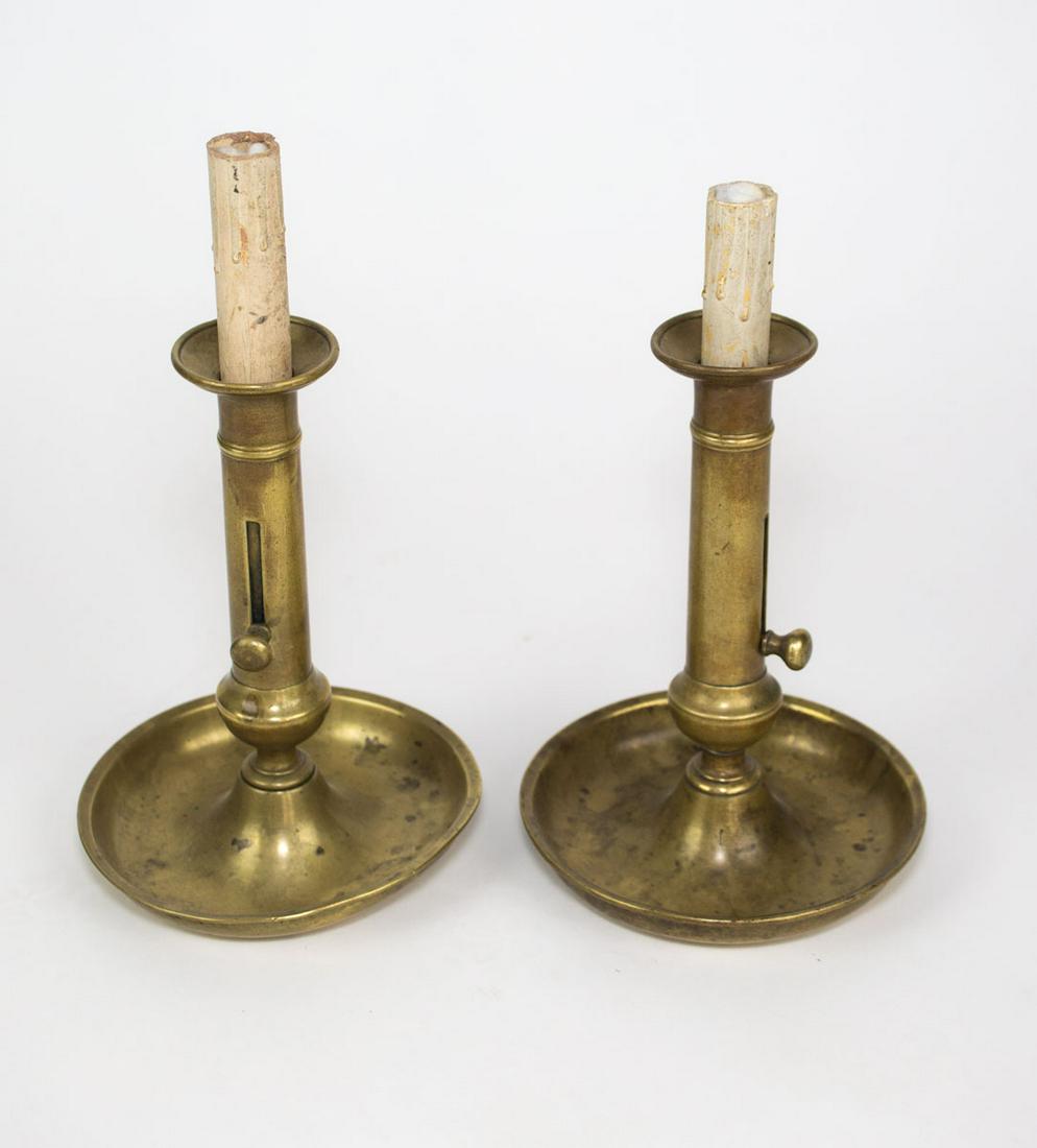 Antique early 19th Century French brass candle holder (1 of 2)