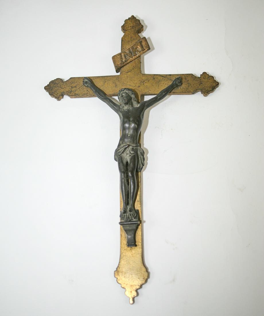 Brass Antique 19th French cast metal Jesus Christ Altar (1 of 7)