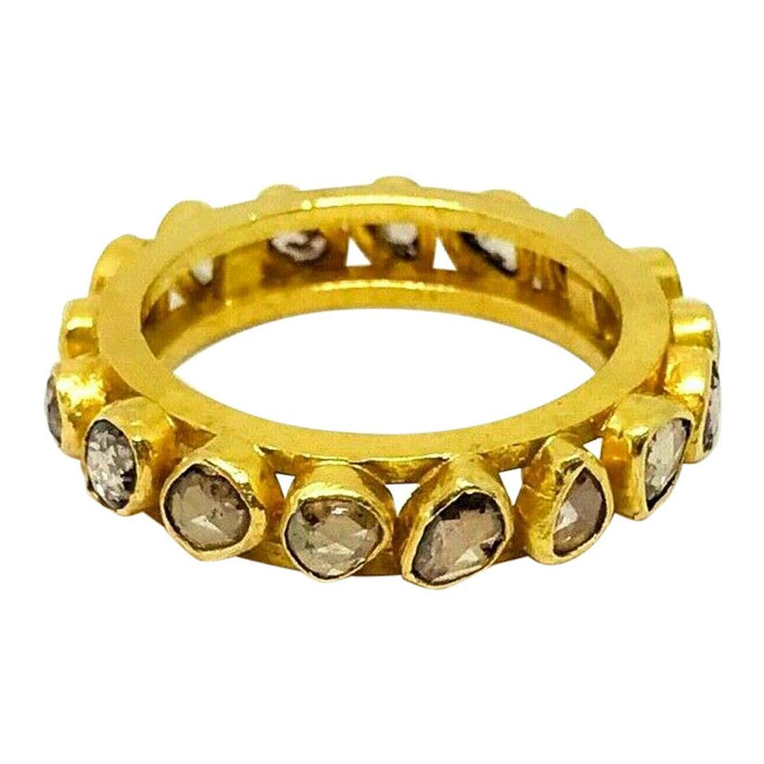 Artisan 22 Karat Yellow Gold Rose Cut Diamond Band Ring (1 of 9)