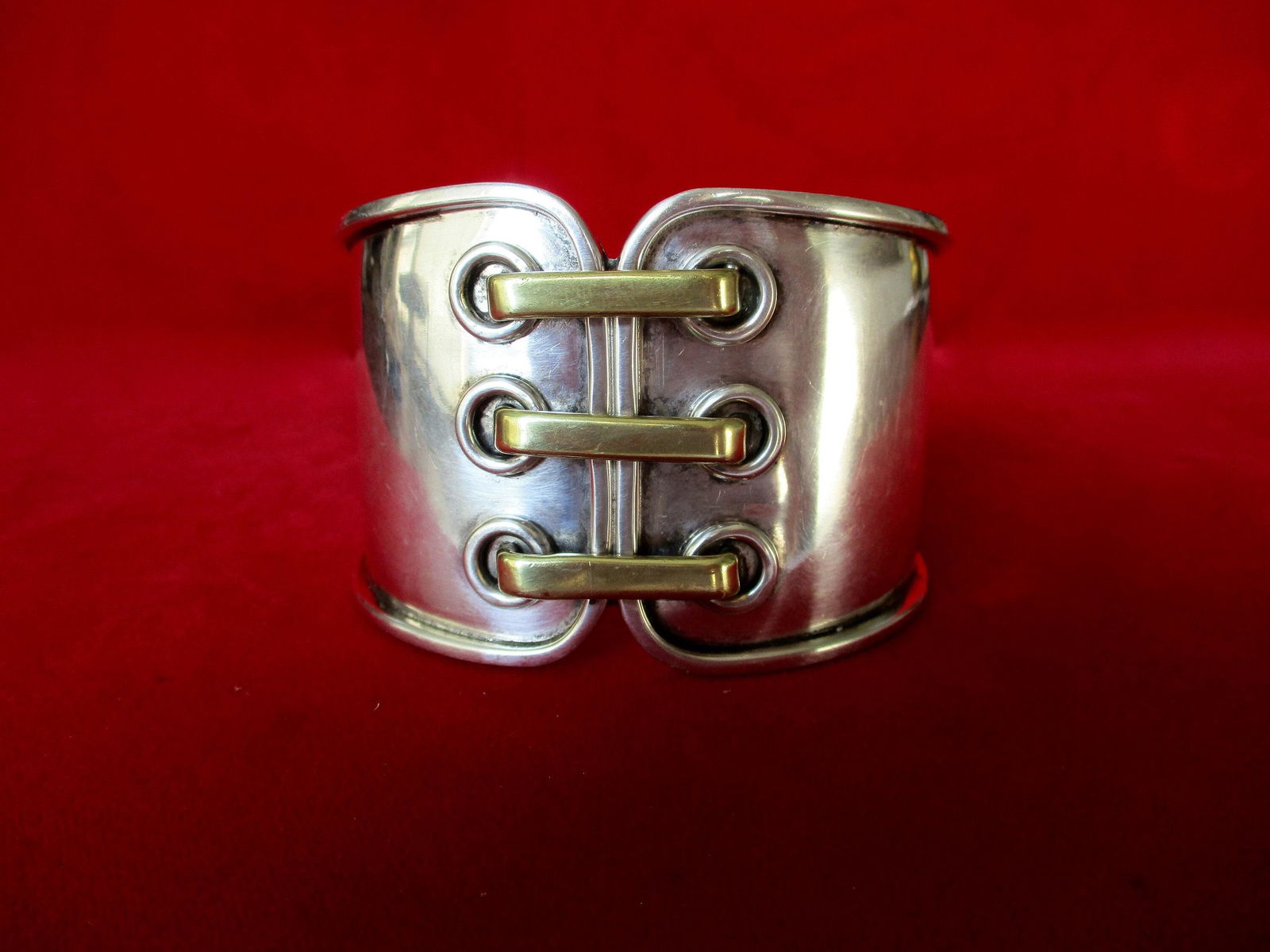 Vintage Sterling Silver With Brass Cuff Bracelet (1 of 9)