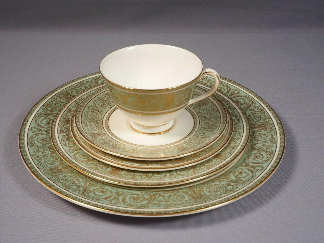 ROYAL DOULTON ENGLISH RENAISSANCE Place Setting Dinner: This is a gorgeous Bone china Place Setting with tea/coffee cup from the classical English Renaissance (H4972) pattern by Royal Doulton. The set is made in England. This pattern has been discontinued,