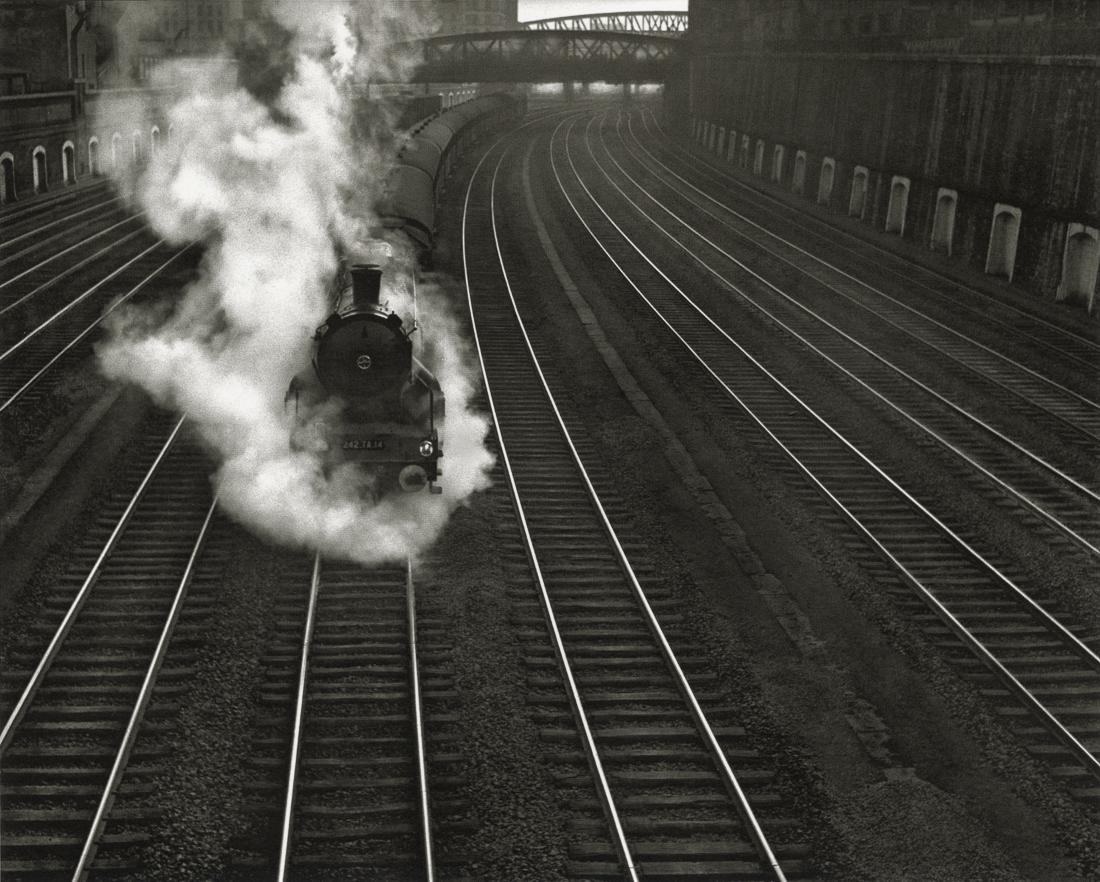 RENE GROEBLI - Rail Magic, 1949: Artist: Rene Groebli Title: Rail Magic, 1949 Medium: Photo Litho, 2015, Germany Dimensions: 9.35x7.5" Description: Heat Wax Mounted on 11x14" Conservation Board Artist Bio: Rene Groebli (b. 1927) is a