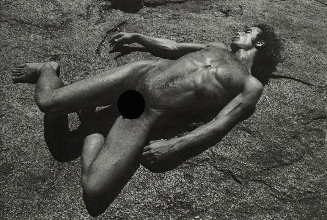EIKOH HOSOE - Man Lying on the Rock, Yosemite, 1975: Artist: Eikoh Hosoe Title: A Man Lying on the Rock, Yosemite, 1975 Medium: Photo Litho, 1995, Germany Dimensions: 8.65x5.85" Description: Heat Wax Mounted on 8.5x11" Conservation Board Artist Bio: Eik