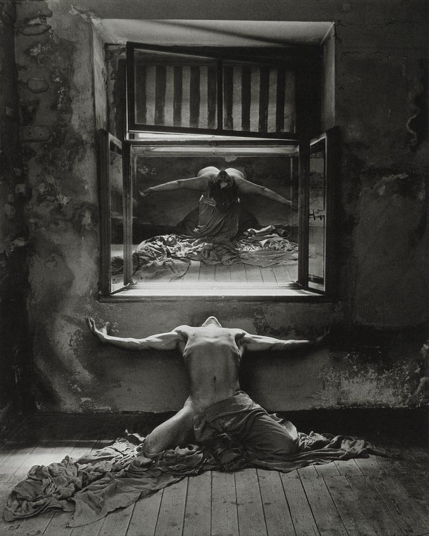 JAN SAUDEK - Lovers in the Moonlight Nr. 2, 1986: Artist: Jan Saudek Title: Lovers in the Moonlight Nr. 2, 1986 Medium: Photo Litho, 1995, Germany Dimensions: 6.65x8.3" Description: Heat Wax Mounted on 8.5x11" Conservation Board Artist Bio: Jan Saude