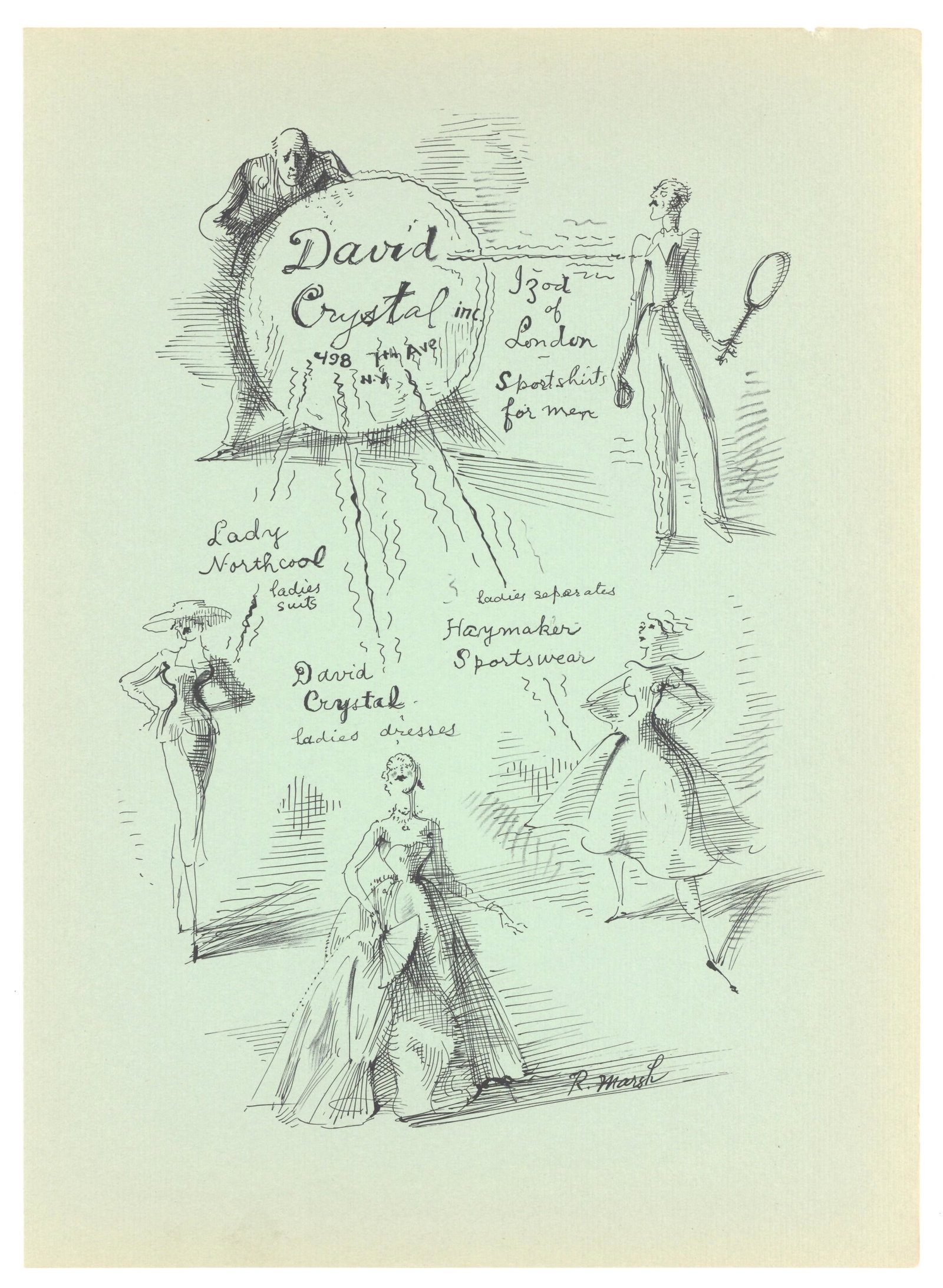 Reginald Marsh original lithograph: Medium: original lithograph. This lithograph was printed in 1953 for the "Improvisations" portfolio, published by the Artists Equity Association of New York on the occasion of the 1953 Spring Fantasia