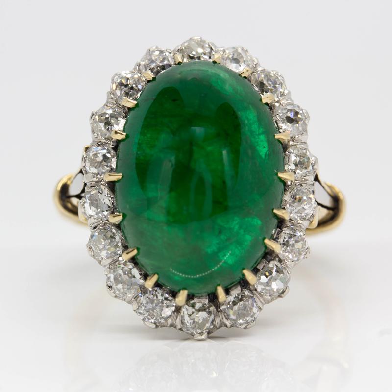 Antique 18k gold and Platinum Natural Emerald & Old (1 of 7)