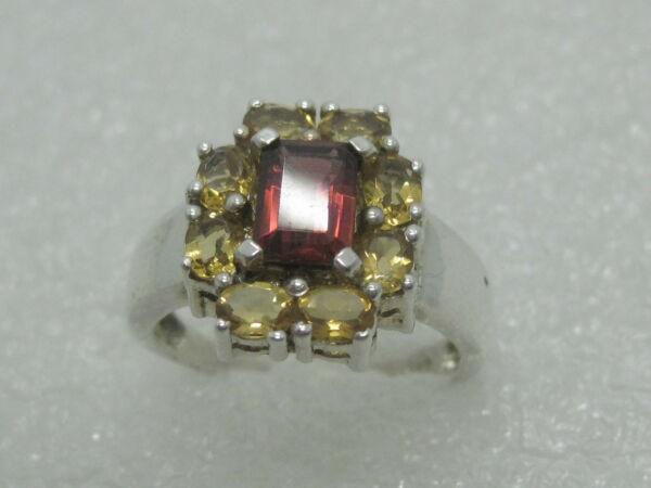 Silver Created Tourmaline Citrine Ring, Size 8, 4.39 (1 of 16)