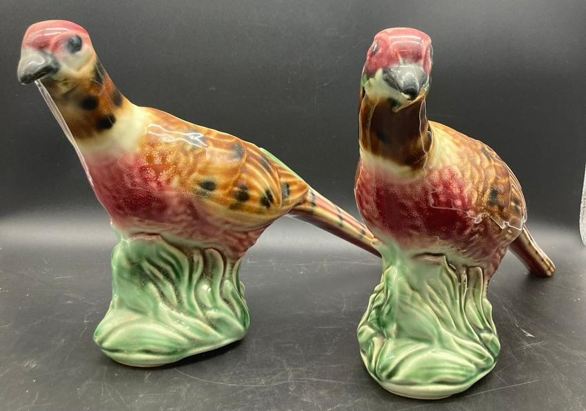 PAIR CERAMIC PHEASANT PLANTERS (1 of 6)