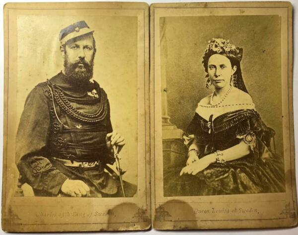LOT of 2 c.1870 ROYALTY KING & QUEEN of SWEDEN CHARLES (1 of 4)