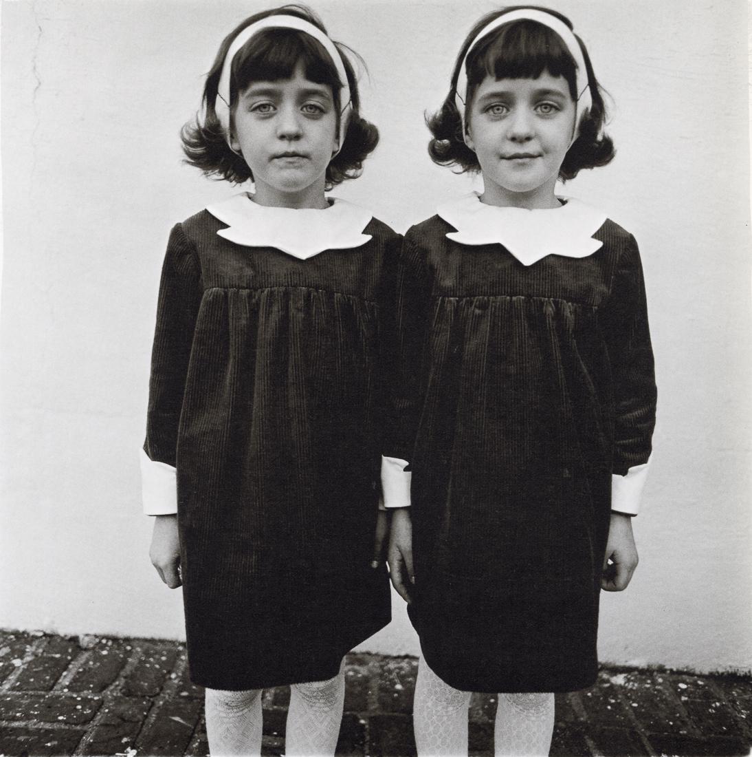 DIANE ARBUS - Identical Twins, Roselle, NJ, 1967: Artist: Diane Arbus Title: Identical Twins, Roselle, NJ, 1967 Medium: Photo Litho, 1972, USA Dimensions: 8.25x8.3" Description: Heat Wax Mounted on 11x14" Conservation Board Artist Bio: Diane Arbus wa