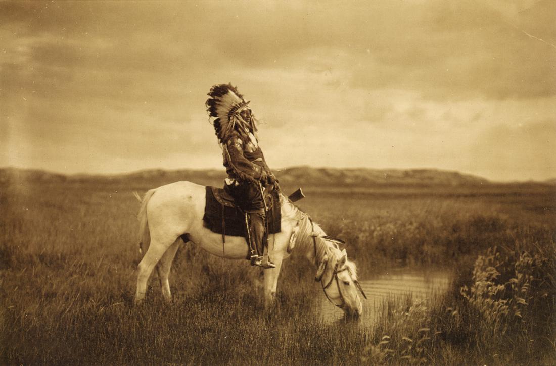 EDWARD CURTIS - Oasis in the Badlands, 1905: Artist: Edward Curtis Title: Oasis in the Badlands, 1905 Medium: Photo Litho, 2011, China Dimensions: 12.4x8.15" Description: Heat Wax Mounted on 12x16" Conservation Board Artist Bio: Edward Sheriff C