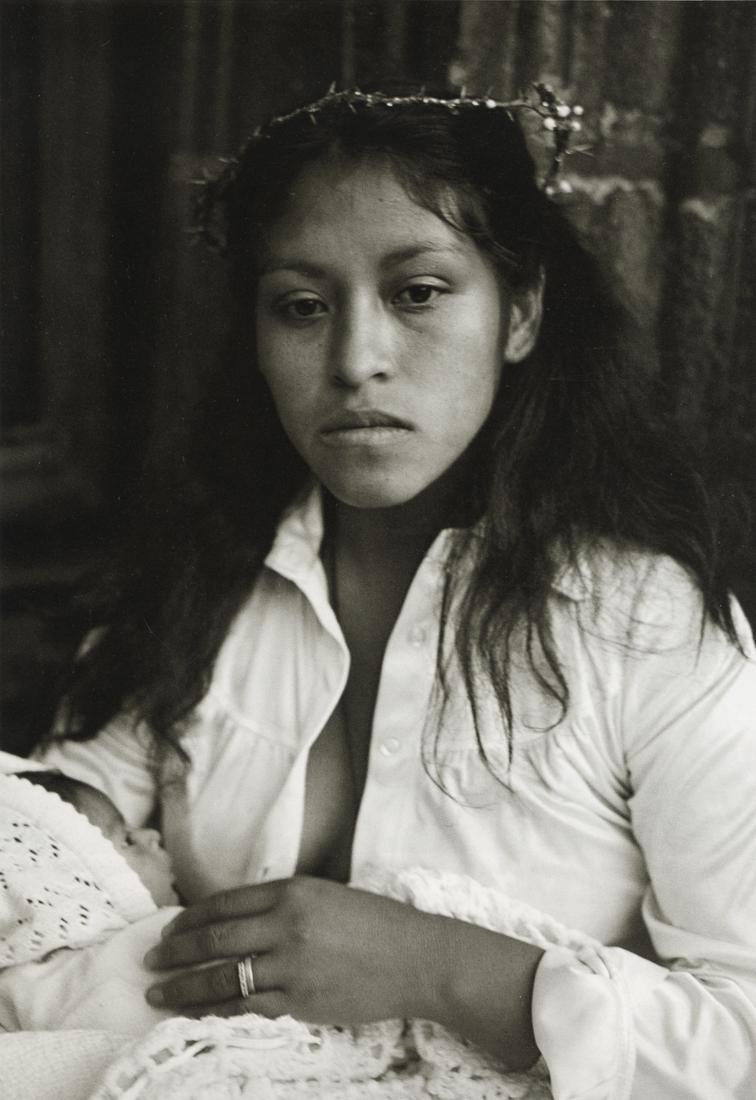 GRACIELA ITURBIDE - Madonna, Mexico City, 1980: Artist: Graciela Iturbide Title: Madonna, Mexico City, 1980 Medium: Photo Litho, 1996, Italy Dimensions: 6.9x10" Description: Heat Wax Mounted on 11x14" Conservation Board Artist Bio: Graciela Iturbid