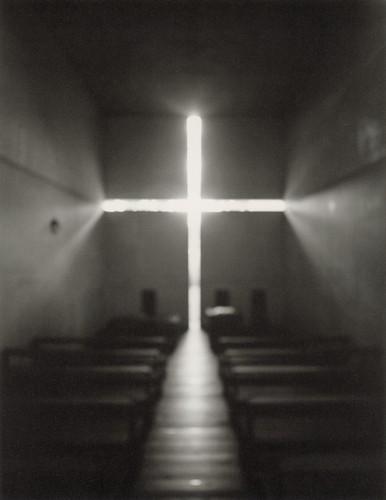 HIROSHI SUGIMOTO - Church of the Light, 1997: Artist: Hiroshi Sugimoto Title: Church of the Light, 1997 Medium: Photo Litho, 2005, Germany Dimensions: 6.55x8.5" Description: Heat Wax Mounted on 8.5x11" Conservation Board Artist Bio: Hiroshi Sugim