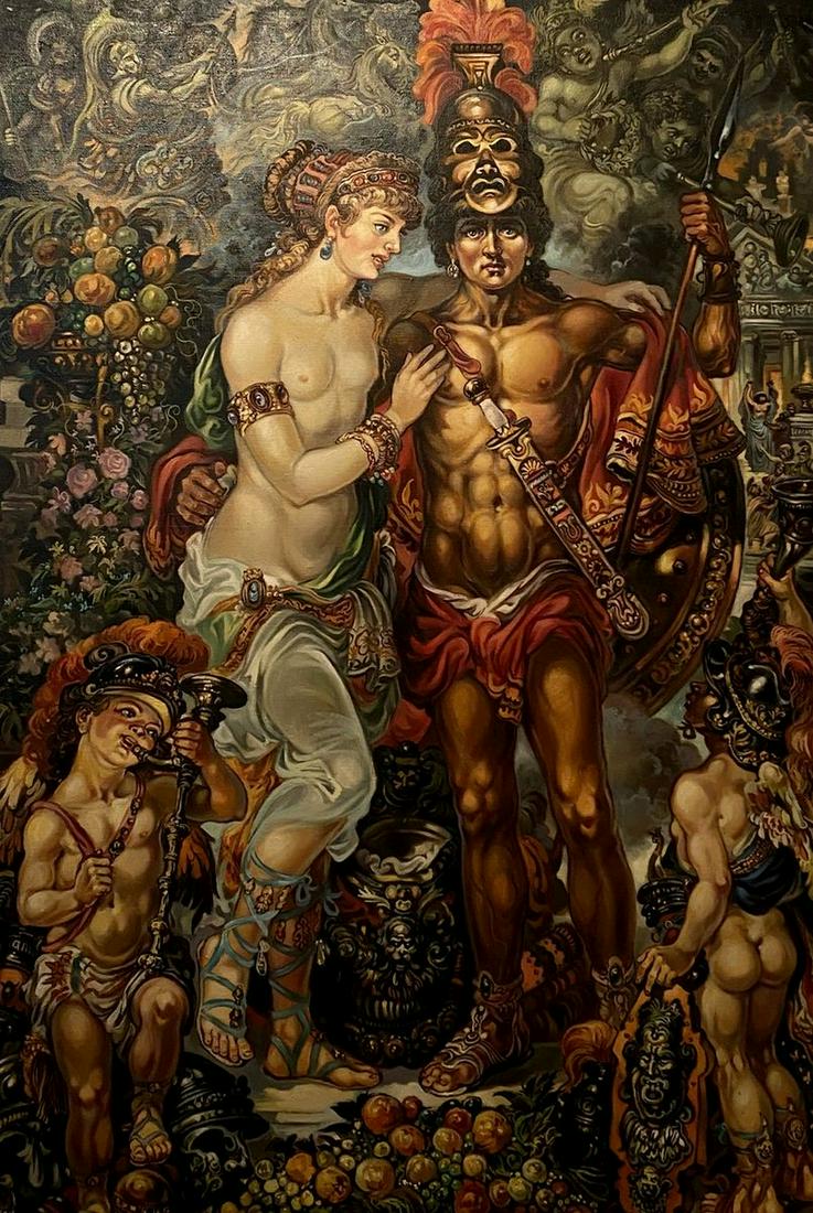 Oil painting Venus and Mars Alexander Arkadievich: No. Litv 509 *** ABOUT THIS PAINTING *** * TITLE: "Venus and Mars" * ARTISTS: Alexander Arkadievich Litvinov * SIZE: 110x77.5 cm/'43.30x30.51 inches' * MEDIUM: oil, canvas * HAND PAINTED: Original pai