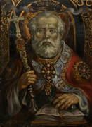 Oil painting St Nicholas Alexander Arkadievich Litvinov (1 of 5)