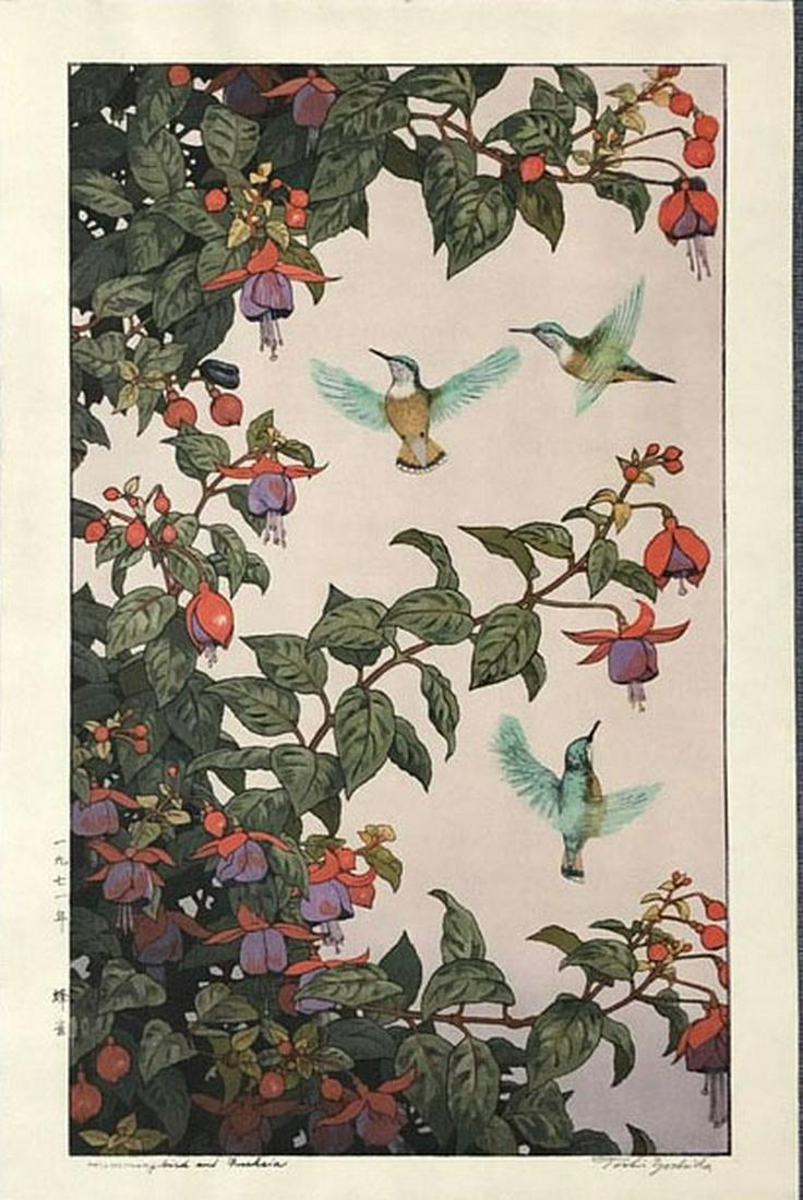 Toshi Yoshida (1911 - 1995) : Humming Bird And Fuchsia (1 of 1)