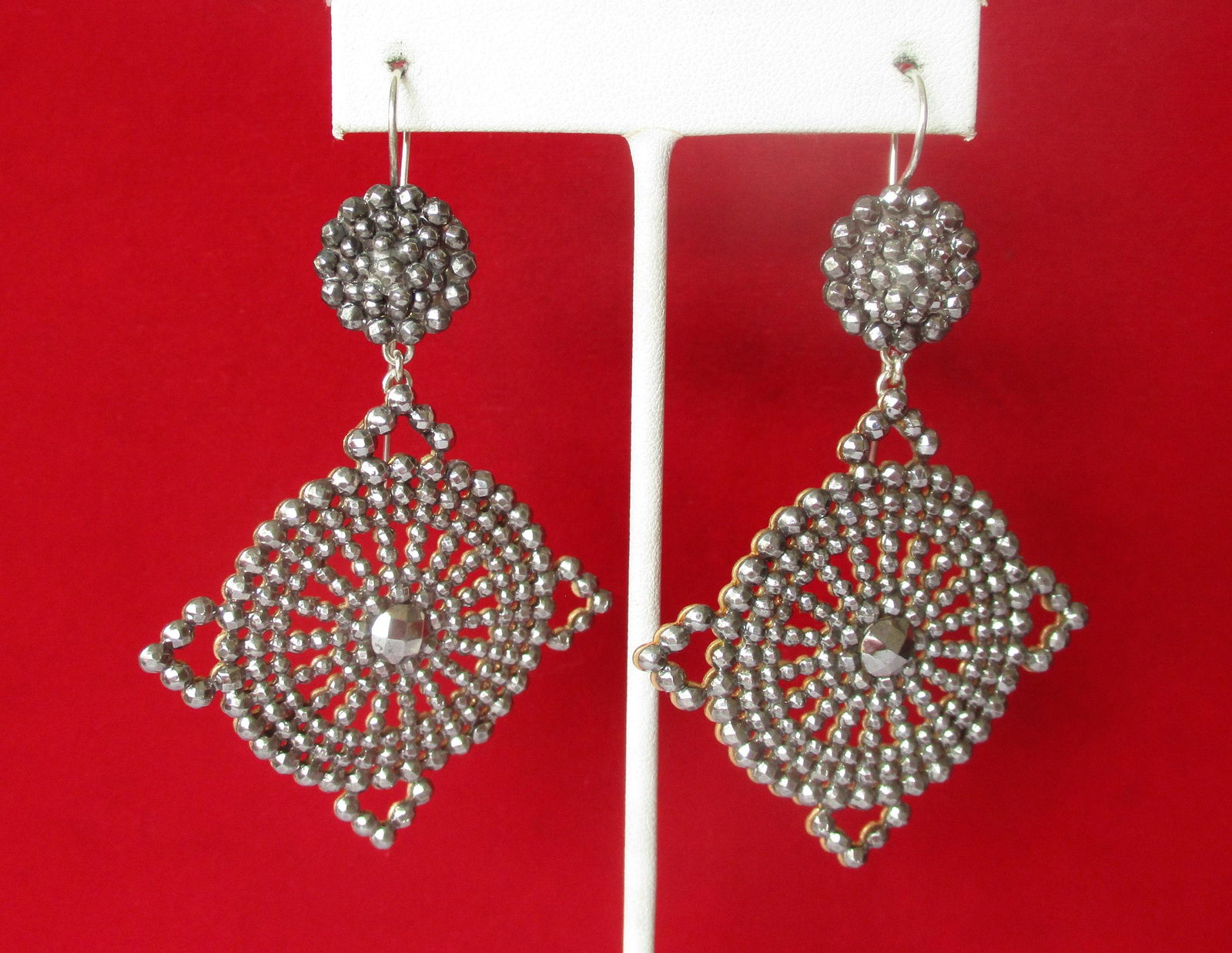 Pair of Antique 3 1/2-inch Cut Steel Earrings (1 of 7)