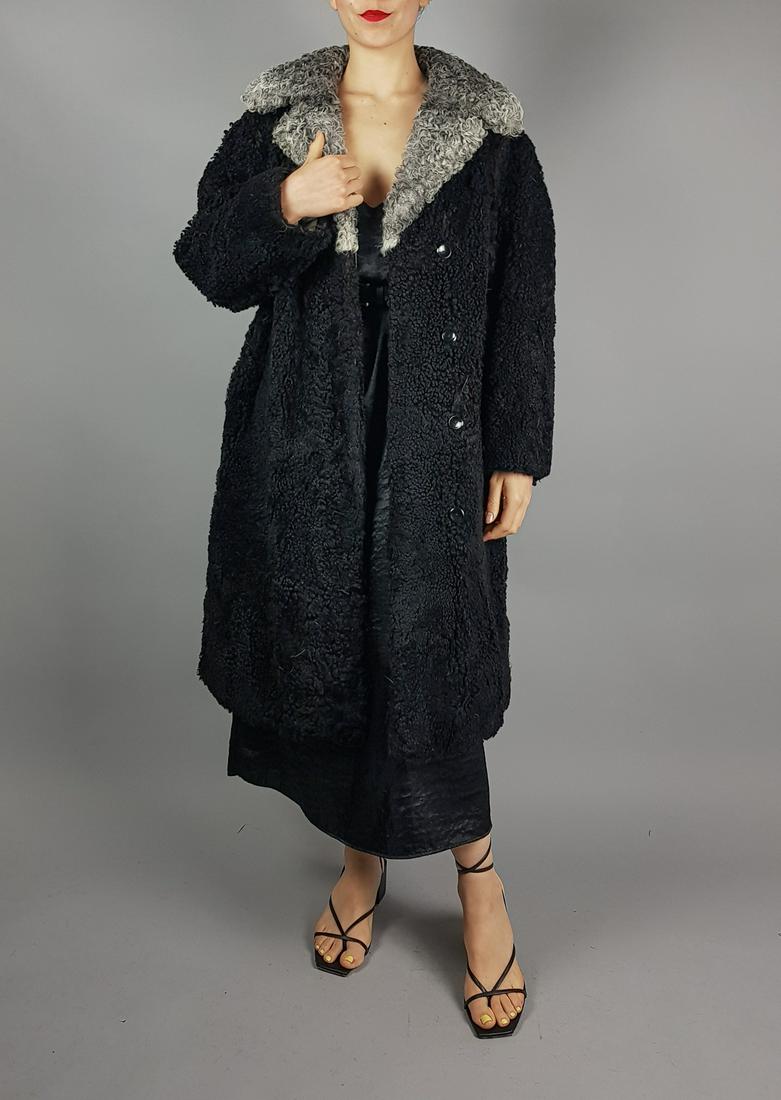 BLACK GREY PERSIAN LAMB FUR COAT (1 of 9)