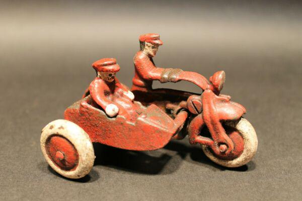 Cast Iron Toy Motorcycle with side car 2 riders (1 of 12)