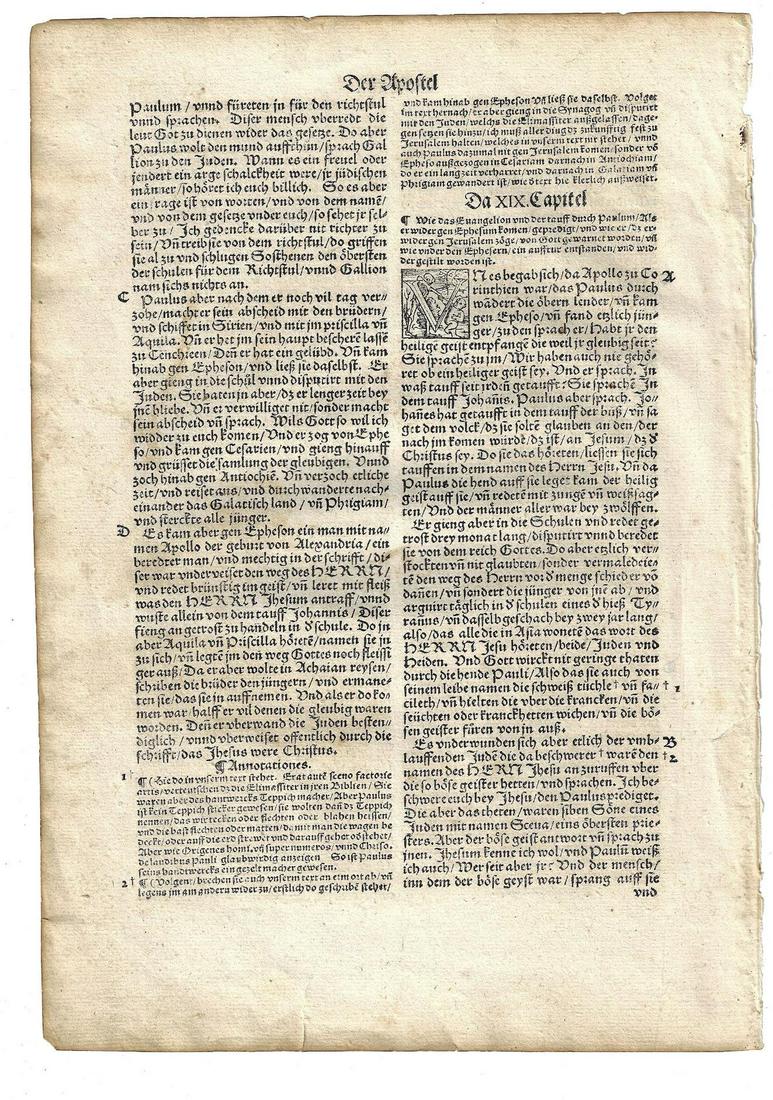 1534 German Bible Leaf Initial of Death (1 of 2)