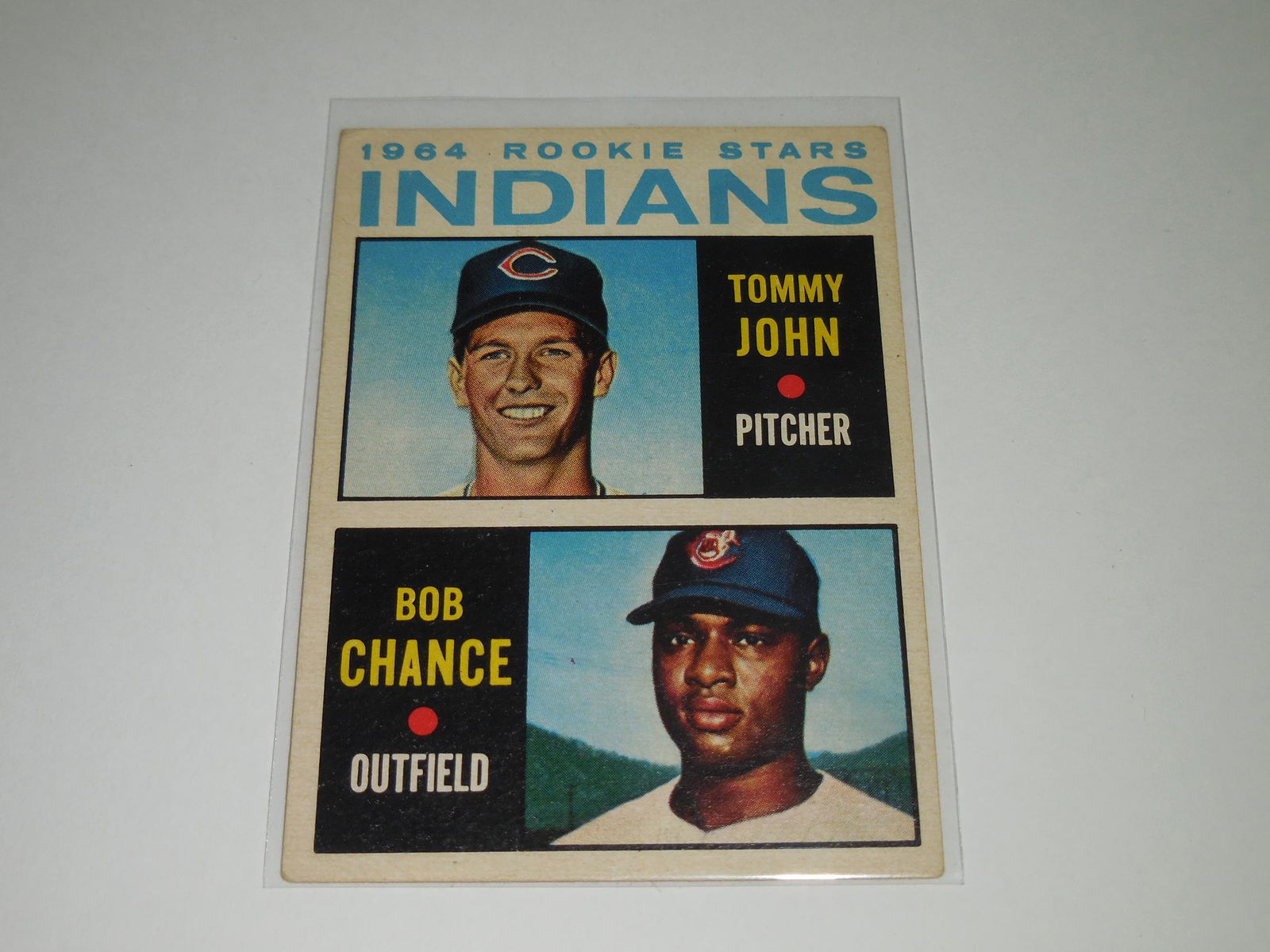 1964 TOPPS TOMMY JOHN / BOB CHANCE ROOKIE CARD (1 of 2)