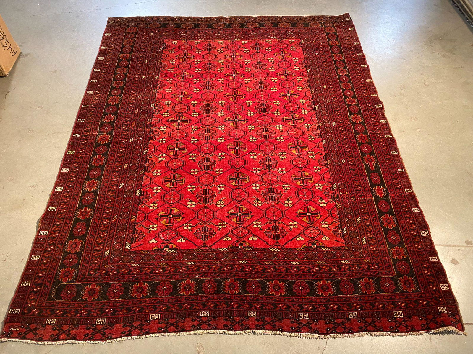 EXQUISITE VINTAGE AFGHAN RUG 5'.2"X6'.6" (1 of 11)